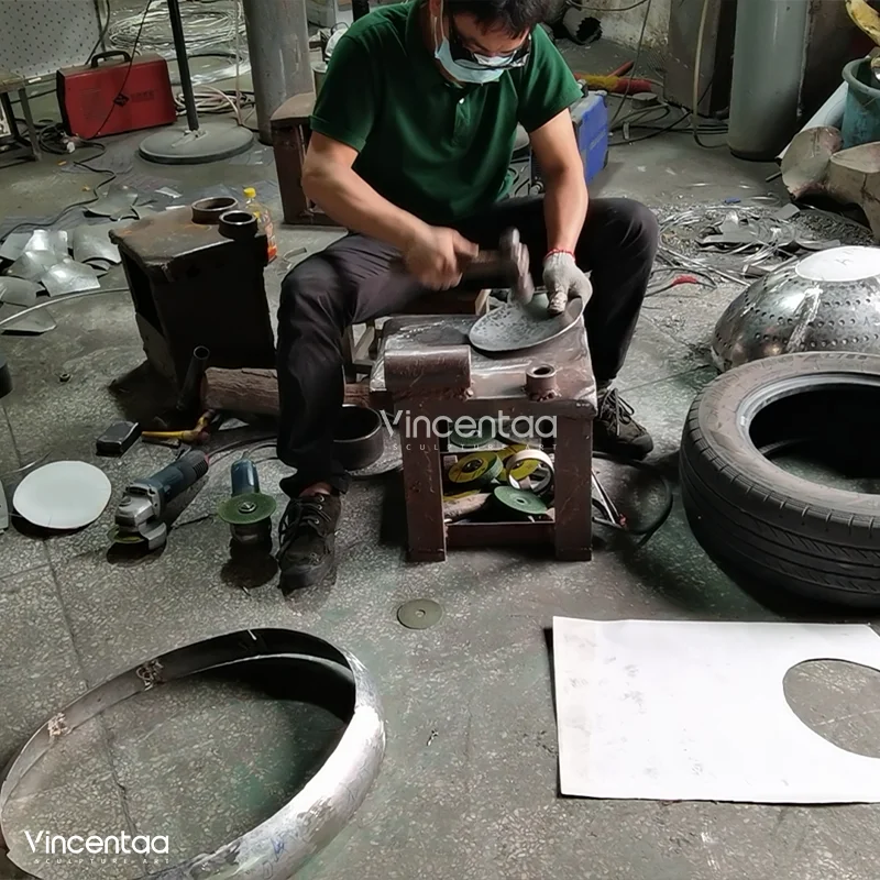 Vincentaa Modern Lighting Mushroom Stainless Steel Sculpture Custom Park Garden Decorative Sculpture