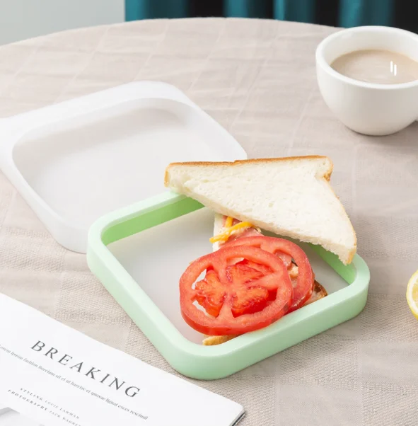 Leakproof Soft sealed Lunch Boxes Sandwich Toast Case Silicone Lunch Bento Box Silicone Food Lunch Boxes