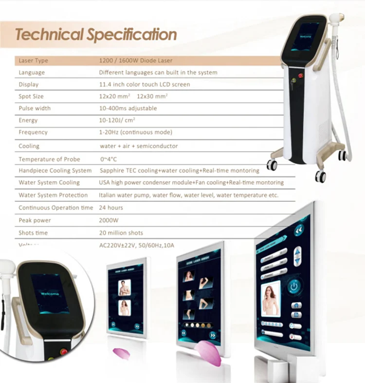 New Arrival! Touch Screen Diode Laser Triple Wavelength 755 808 1064 Diode Laser Hair Removal Machine Price