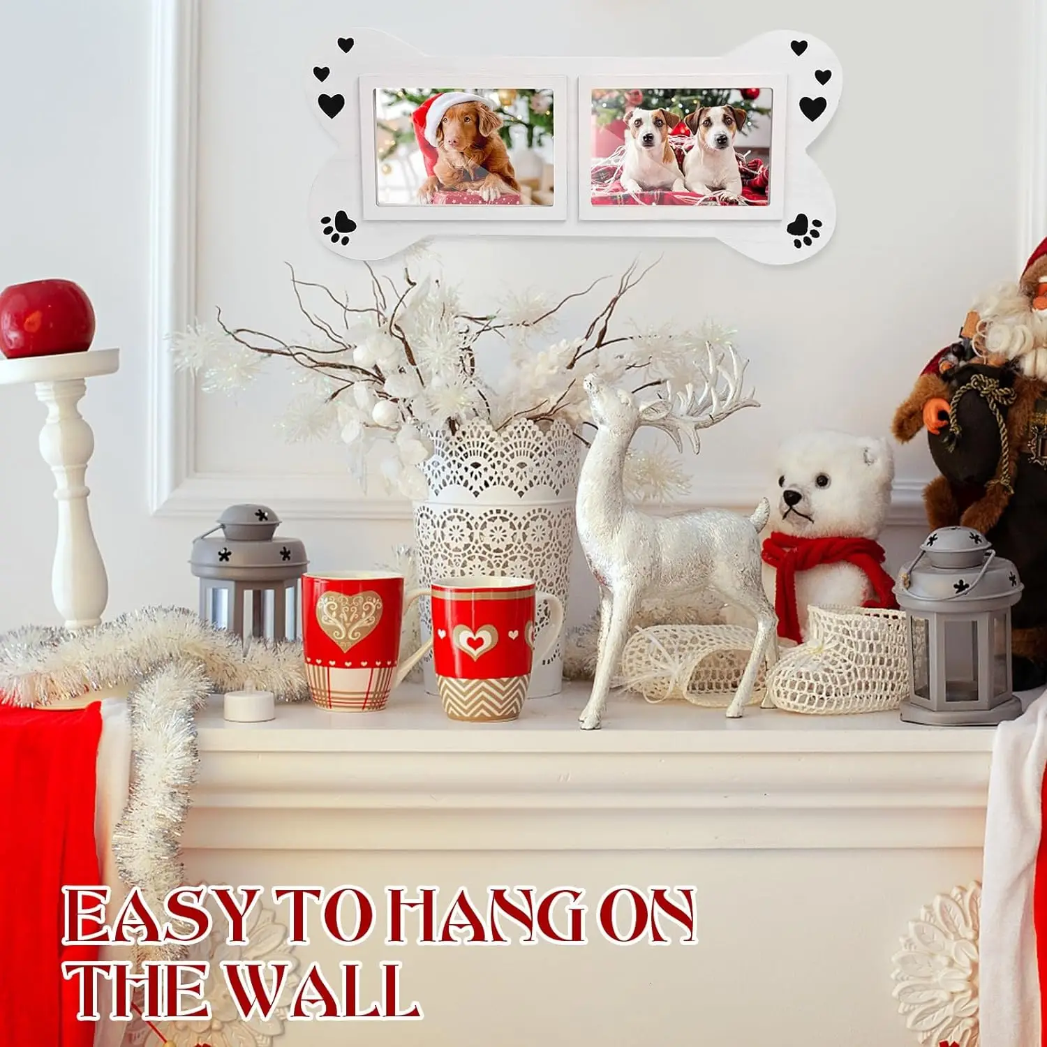 Wood Dog Picture Frame Two Collage Design MDF Material Iron Metal Silk Screen Printing Gift for Dog Lovers