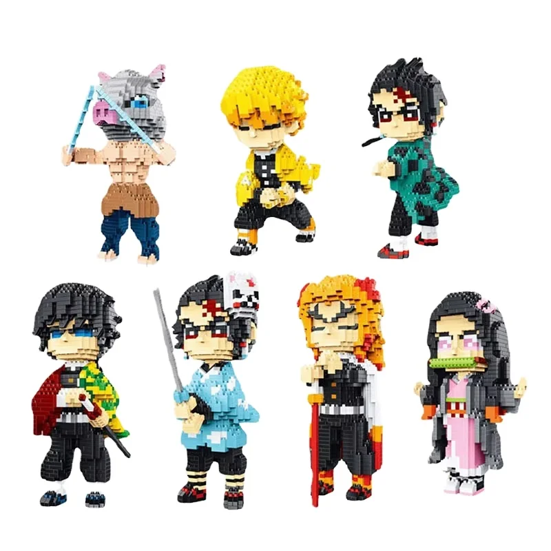 7 styles demon slayer toys cheap plastic building blocks figure smart latest educational model toy