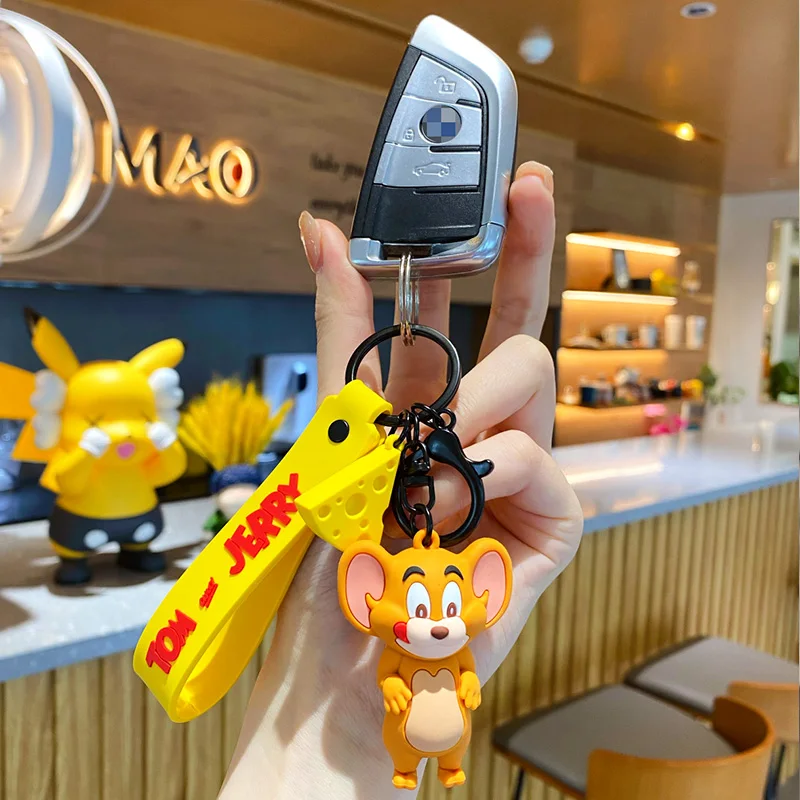 Bai Mao Global Hot Selling cute cartoon drip rubber genuine tom cat and mouse Jerry key chain