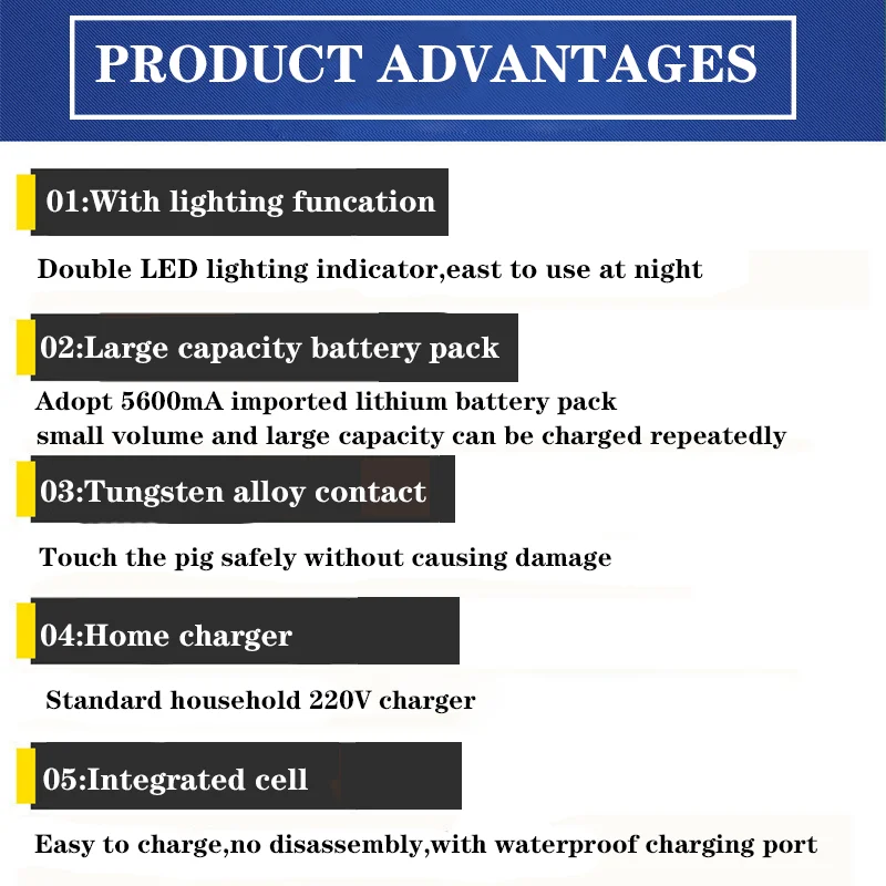 2023 New Design Of 45cm Waterproof Large-Capacity Livestock Products Impact Pig Driven Sheep And Cattle With Led Light