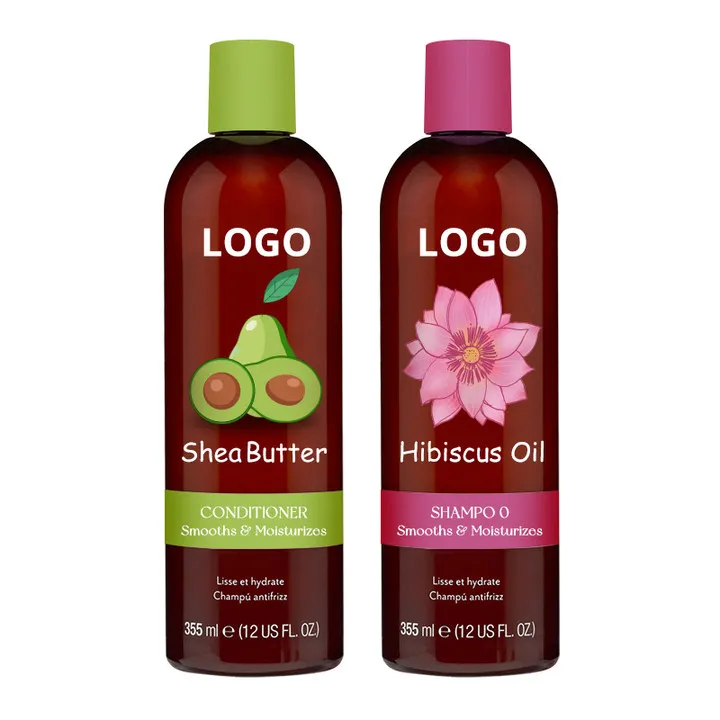OEM hair care shea butter & coconut oil hibiscus Oil anti-frizz shampoo kit nourishing shea butter shampoo