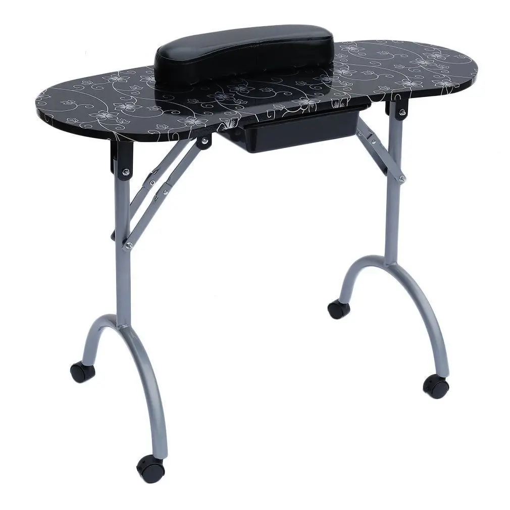 Beauty Salon Professional Manicure Table Cheap Modern Portable Folding Nail Spa Black White Manicure Table