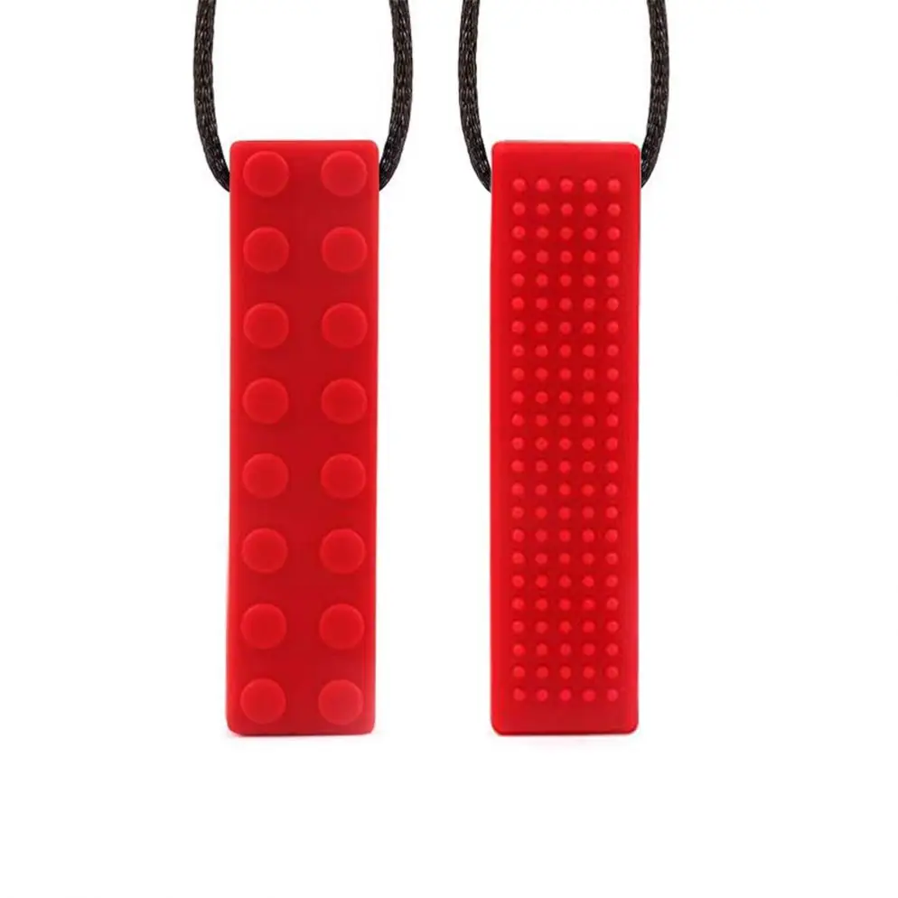 wholesale silicone autism building block teether Sensory autism chew toys autism chew necklace