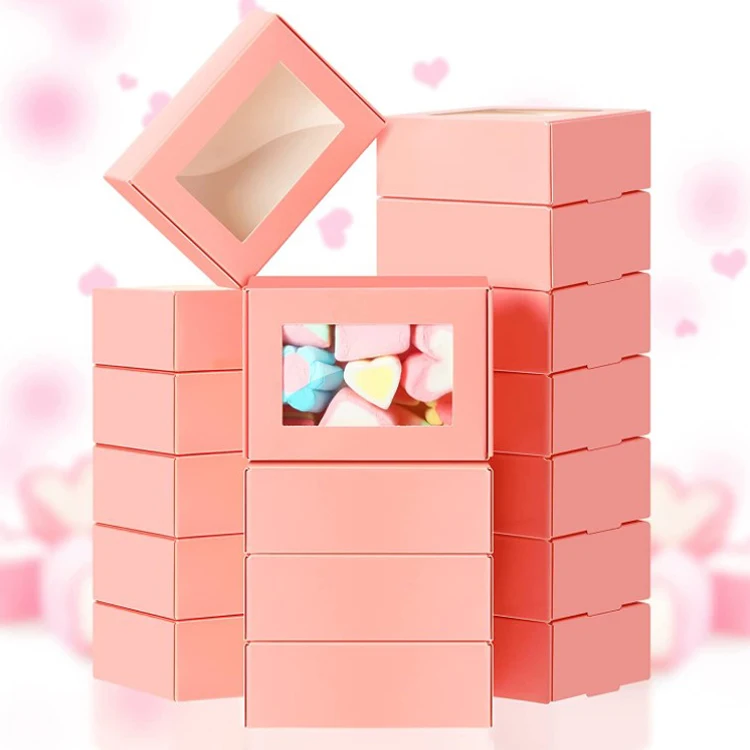 Mini Kraft Paper Box Art Paper with Window for Homemade Soap Present Treat Packaging 5-15 Days Snack,cookie 1000pcs Folders Food