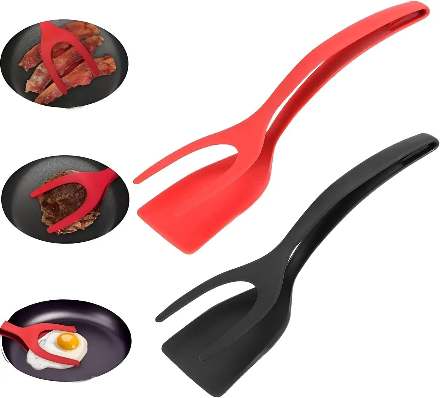OEM&ODM Steak Egg Grip Flip Clip Tong Silicone Spatula Customized Utensils Hotselling New 30.5*8.5cm Multi-functional 2 in 1