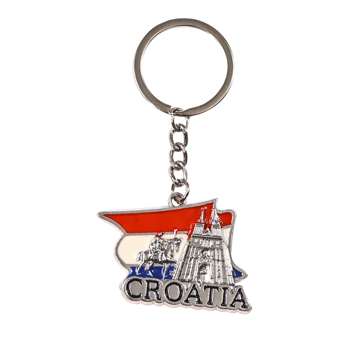Factory Price Customized Nickel Enamel Keychain Zinc Alloy Metal Die Casting  Key Rings Croatia Tourist Souvenir Gifts