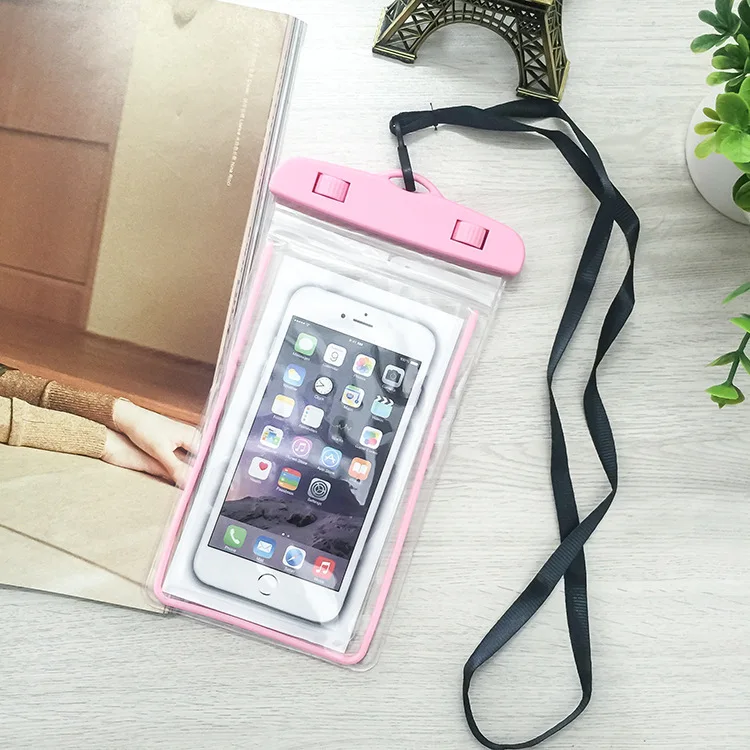 Luminous PVC mobile phone waterproof bag outdoor swimming diving mobile phone cover touch screen