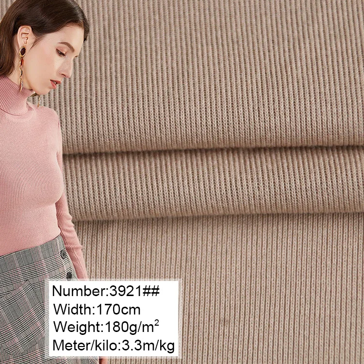 3921#  75% polyester    25%rayon , 32S  knitted rib fabric  for the  pullover and vest