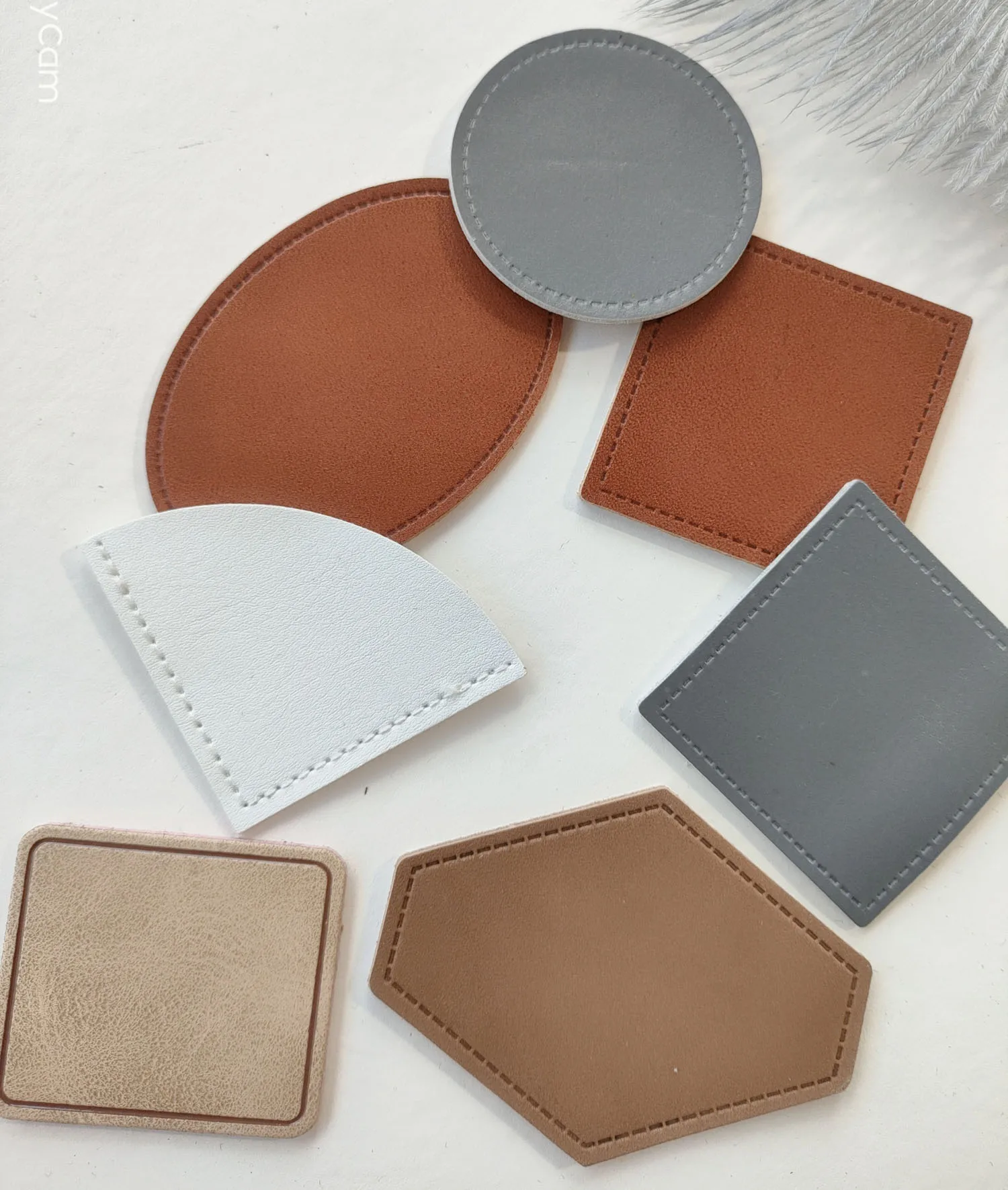 Factory wholesale custom blank leather clothing label  PU fake leather patch self-adhesive patch