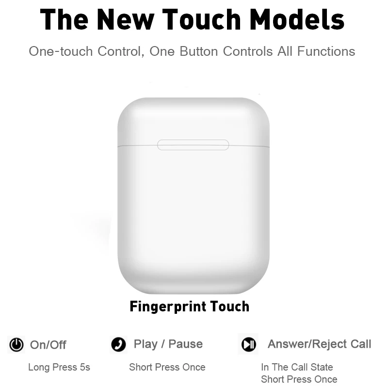 
High Quality i12 TWS Touch Control HiFi True wireless headphones fit for all phone 