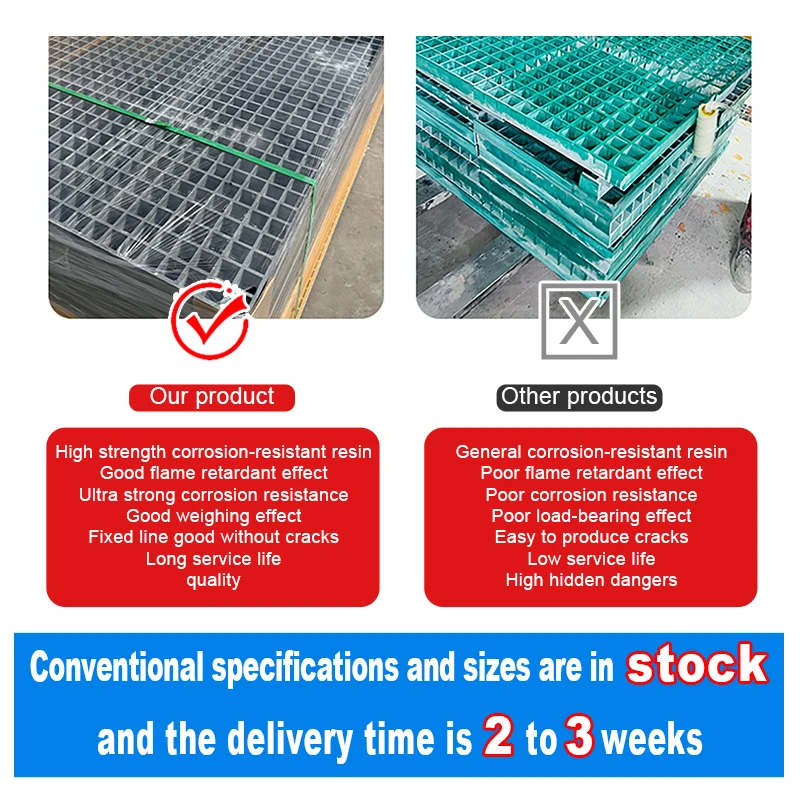 Anti Slip Safety Fiber Reinforced Plastic OEM Service Floor FRP Grating Light Weight High Strength FRP
