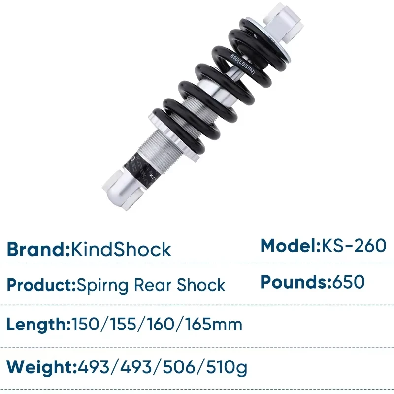 Bicycle Rear Shock Absorber 150mm/155mm/160mm 650 Pounds Spring Rear Shock Absorber For electric scooter