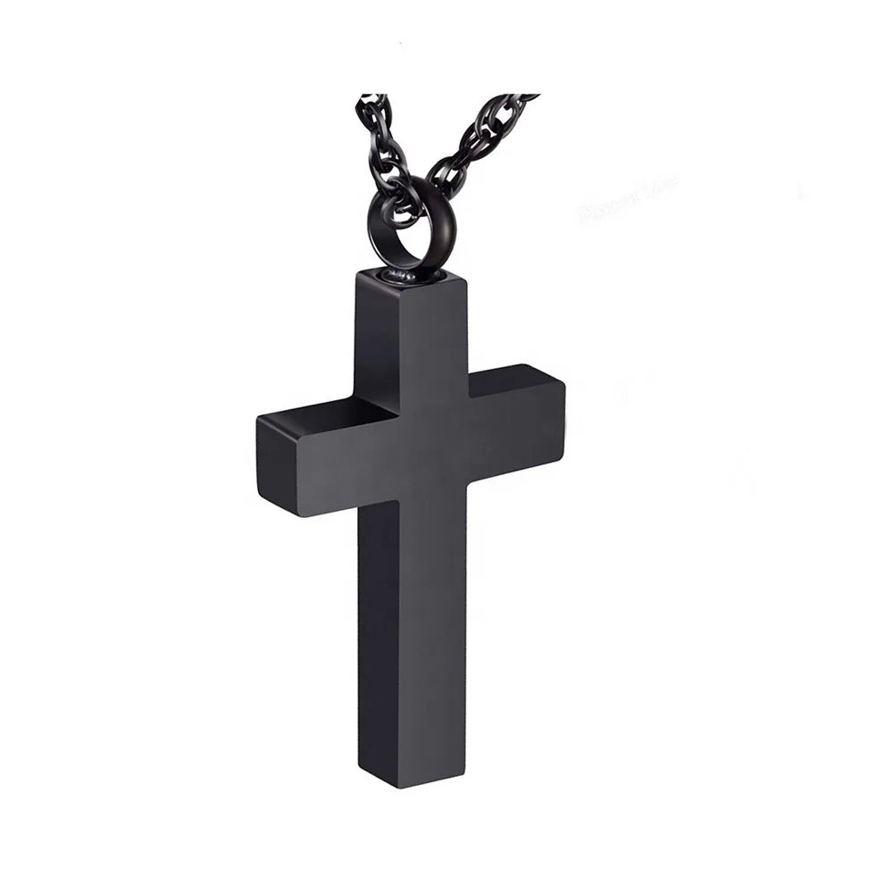Mini Stainless Steel Pet Urn Pendant Cross Crossed Design Necklace for Ashes Memorial Funerary Supplies Pet Hair & Bone Souvenir