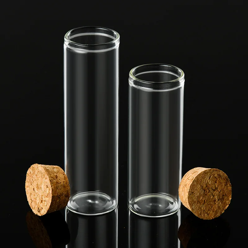Mini Cute Small High Borosilicate Clear Glass Vials Large Test Tube 30mm Bottle Diameter with Cork