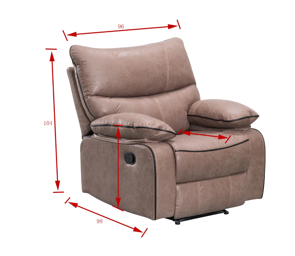 CY Palomino Fabric Recliner Chair Loveseat with Cup Holder 3 Seater Recliner Sofa with Drop Down Table