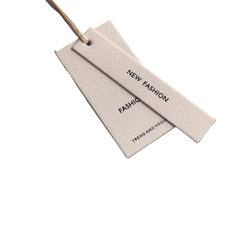 700g Vanilla paper Swing Paper Tags Custom Black foil Logo pvc frosted hang tag price label Clothing Hang Tags