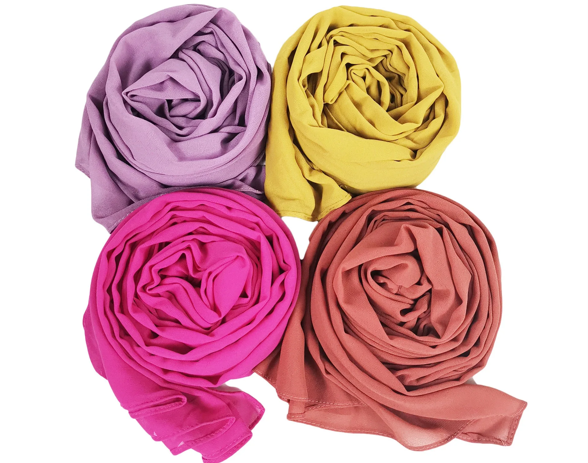Musulmane 86 Colors Head scarf Ladies Plain Color Knitted Chiffon Veil Scarf Wholesale Chiffon Hijab For Muslim Women
