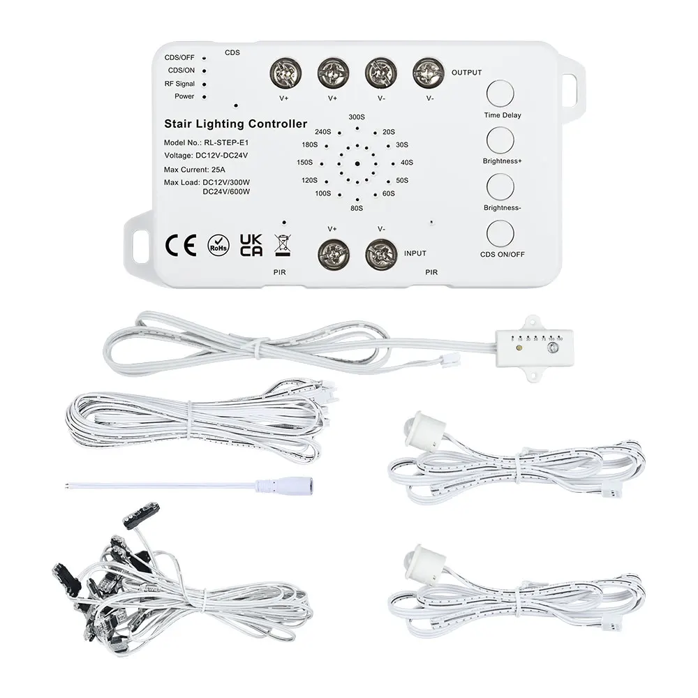 Step-E1 Single Color Main Cable Stair Lighting Controller Easy Version Stair Controller with Daylight Sensor for Indoor Stairway