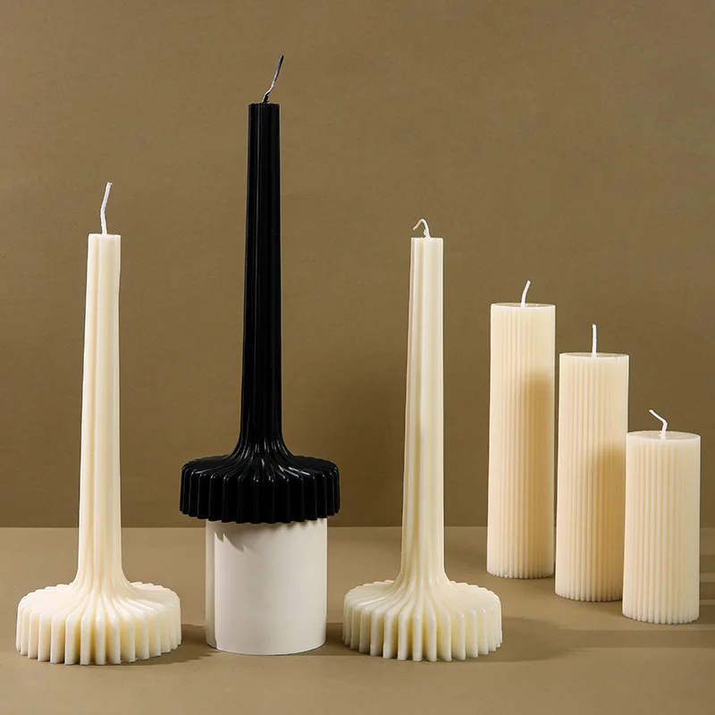 Wholesale Natural Soy Wax Base Serration Scented Ribbed Pillar Candle for Home Decor