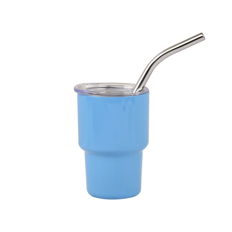HYB OEM Mini 2 Ounce Double Wall Vacuum Tumbler Stainless Steel Insulated Tumbler with Lid and Straw Shot Glasses
