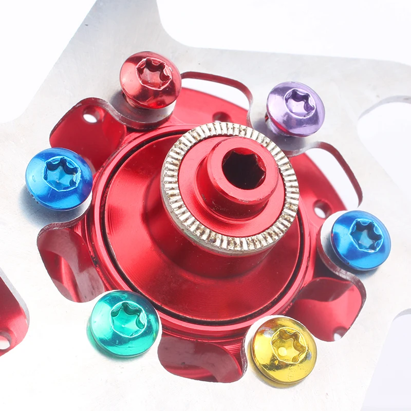 12pcs/cart mountain bike color disc screw mountain bike bicycle 6 hole disc bracket T25 screw M5 * 10mm / 0.39in