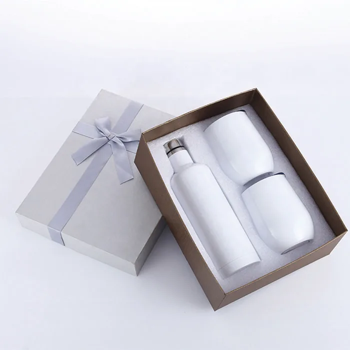  US Warehouse Customized Logo Sublimation Blanks Wine Gift Set 500ml Stainless Steel Bottle Egg Shape Ice Cold