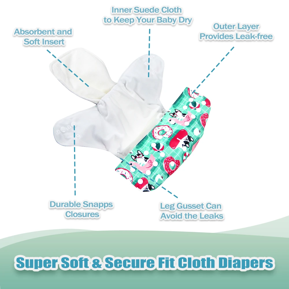 Cloth Diapers Washable Reusable Newborn Diaper Fitted for Baby Girls and Boys