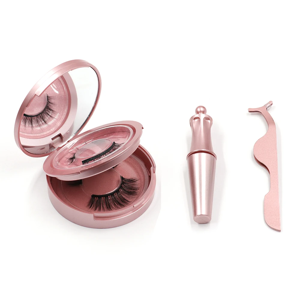 High Quality Eyeliner Magnetic Eyelash Handmade Natural Real 3D Mink Eyelashes Black With Tweezers