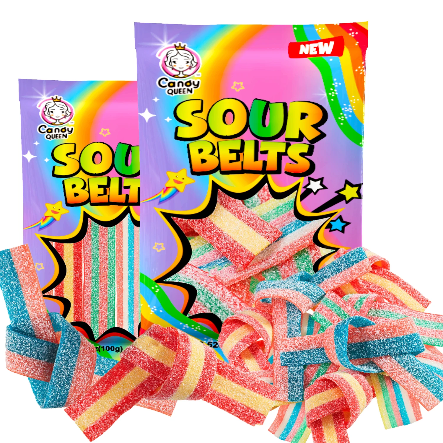 Factory direct sale Custom personal label Sour belts liquorice candy gummies strip Halal