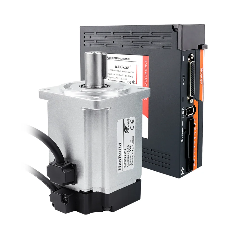 Комплект драйвера серводвигателя HanBuild 80SS100 ASD2100 220 В 3,3 Н. М 5,4 А 3000-6000 об/мин постоянный крутящий момент 1000 Вт контроллер серводвигателя переменного тока