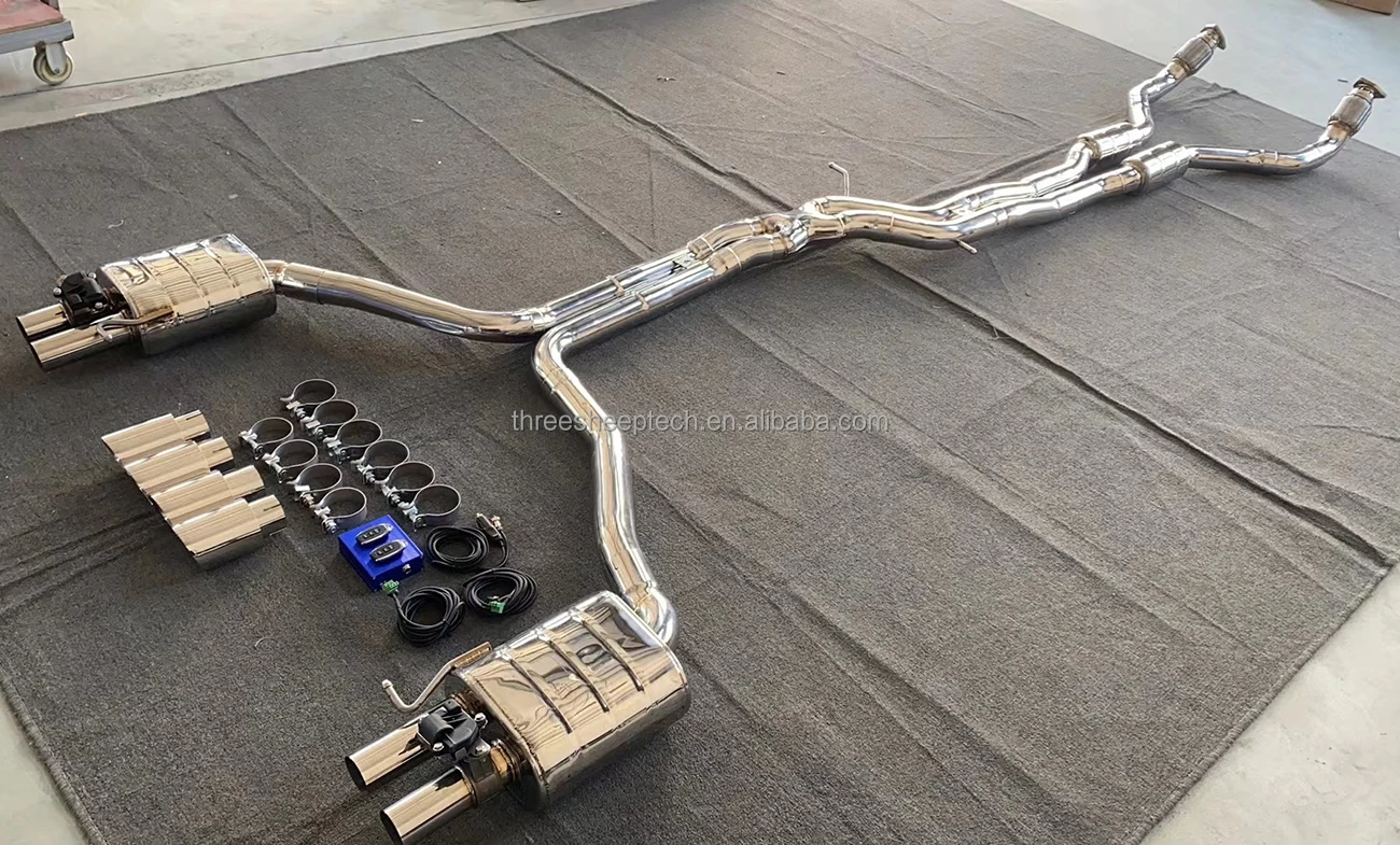 Best catback Exhaust For Audi S6 S7 4.0t C8 2019-2024 Valved Muffler Valvetronic Remote Control Downpipe Back Tips exhaust pipe