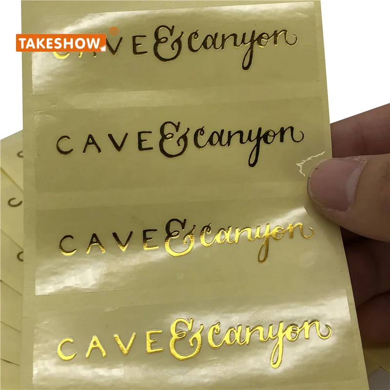 Custom logo pattern transparent label sticker Transparent Labels Clear Gold Foil Self Adhesive Private Stickers Printing