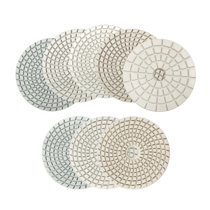Wet Used 4 Inch 100mm 7 Step Resin Bond Flexible Diamond Polishing Pad for Marble Granite Quartz Stone