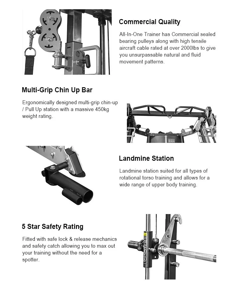 Gym equipment all in one comprehensive squat rack trainer cable crossover smith machine Integrated multi functional trainer