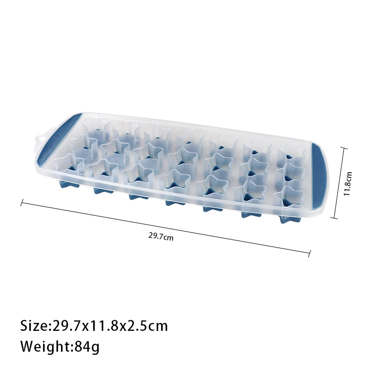Multi-purpose Non Stick Food Grade Ice Cube Mold Reusable 21 Cavities Star Shaped Plastic Ice Cube Tray for Coffee Whiskey