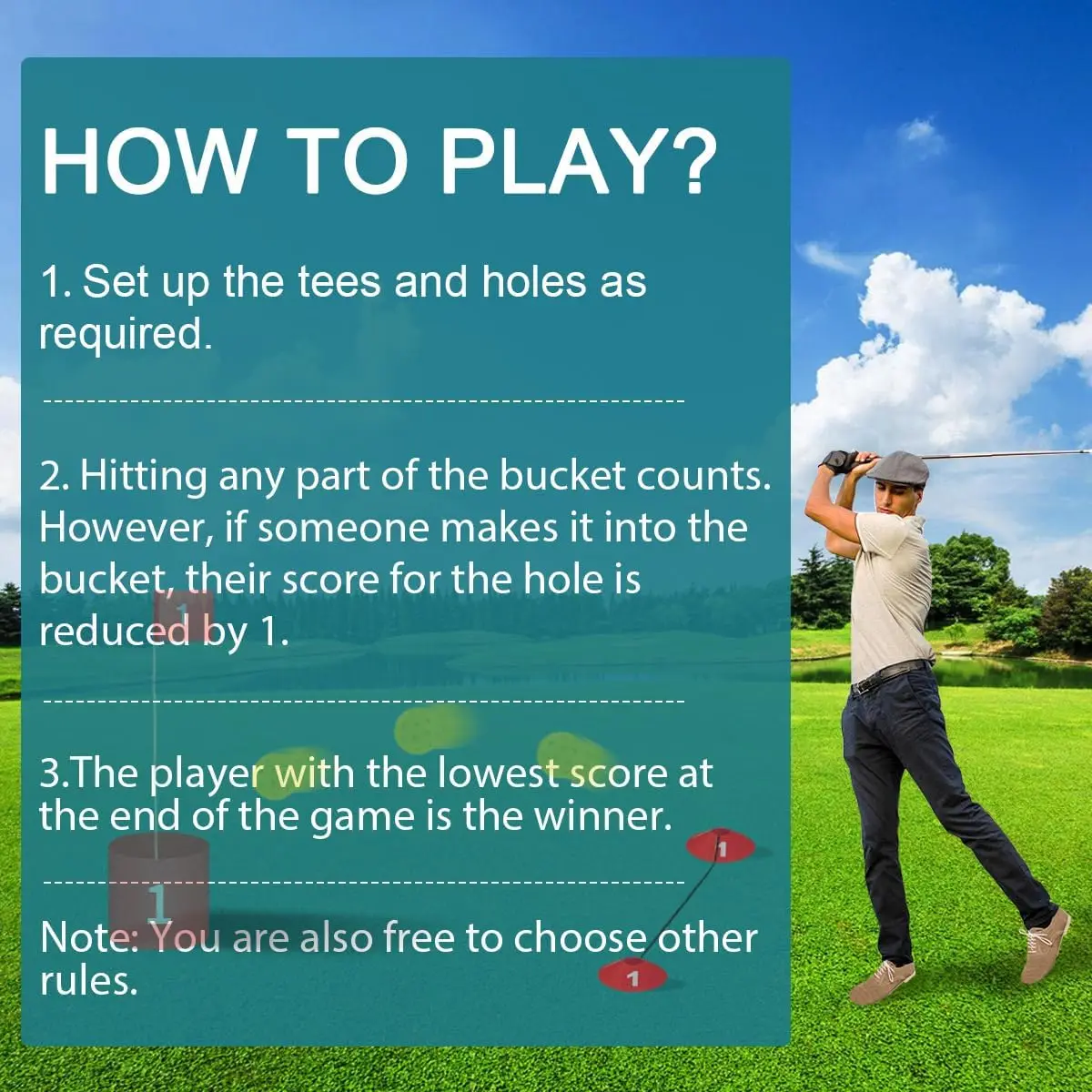 6 Holes Golf Practice Game with LED Light and Flag glow Golf Chipping Game for Kids and Adults outdoor Backyard Golf Game