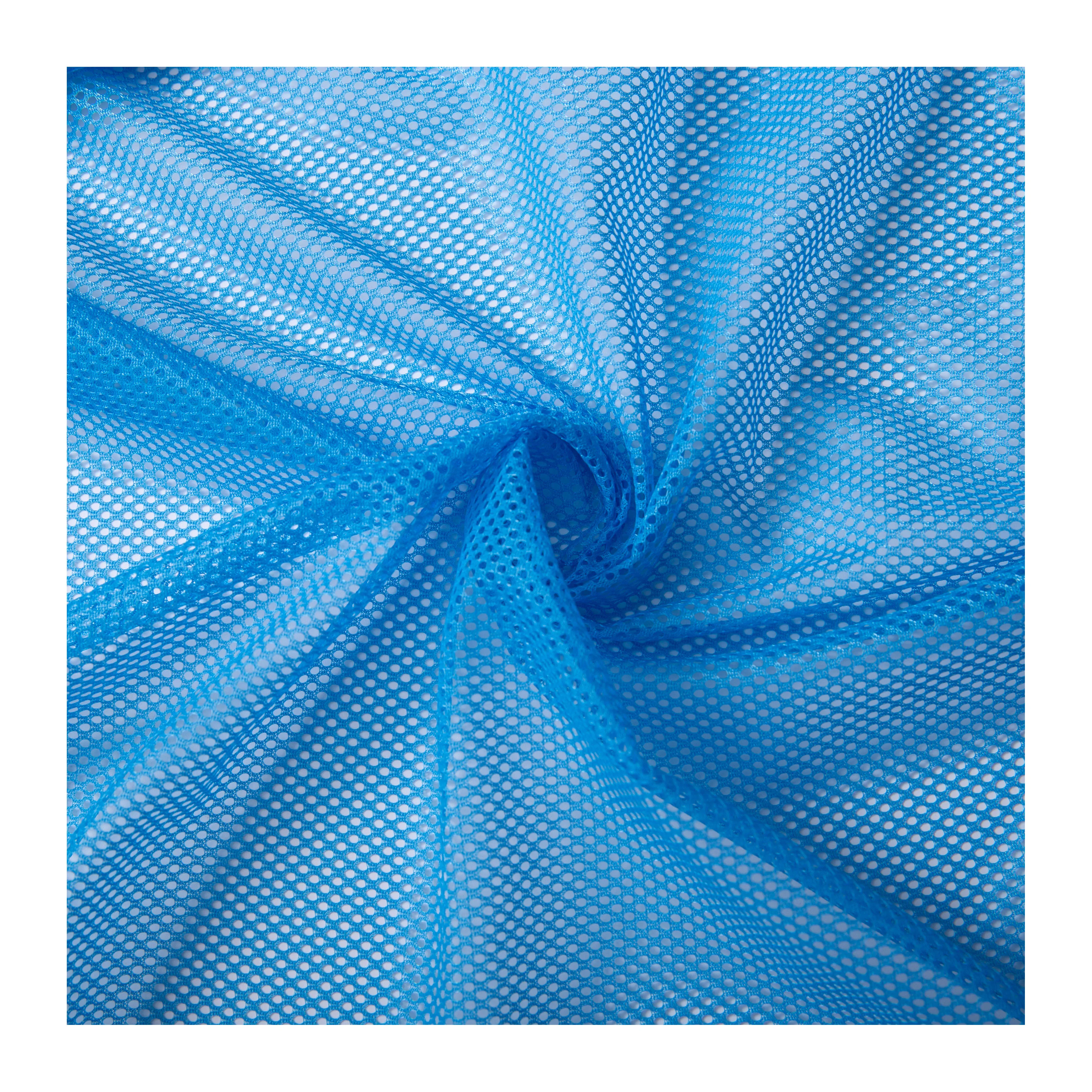 
Sky Blue Tricot Knit 100% Polyester Soft Eco Friendly Circular Mesh Fabric Garment Lining and Luggage and Shoes Material 
