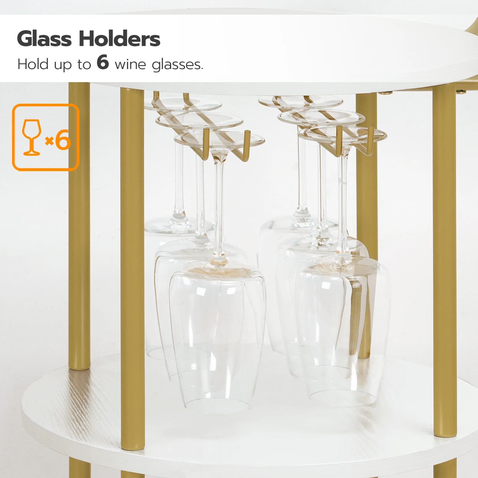 Оптовая продажа Золотая и белая трехъярусная Роскошная кухонная барная тележка для прокатки на колесах со стеклянной стойкой