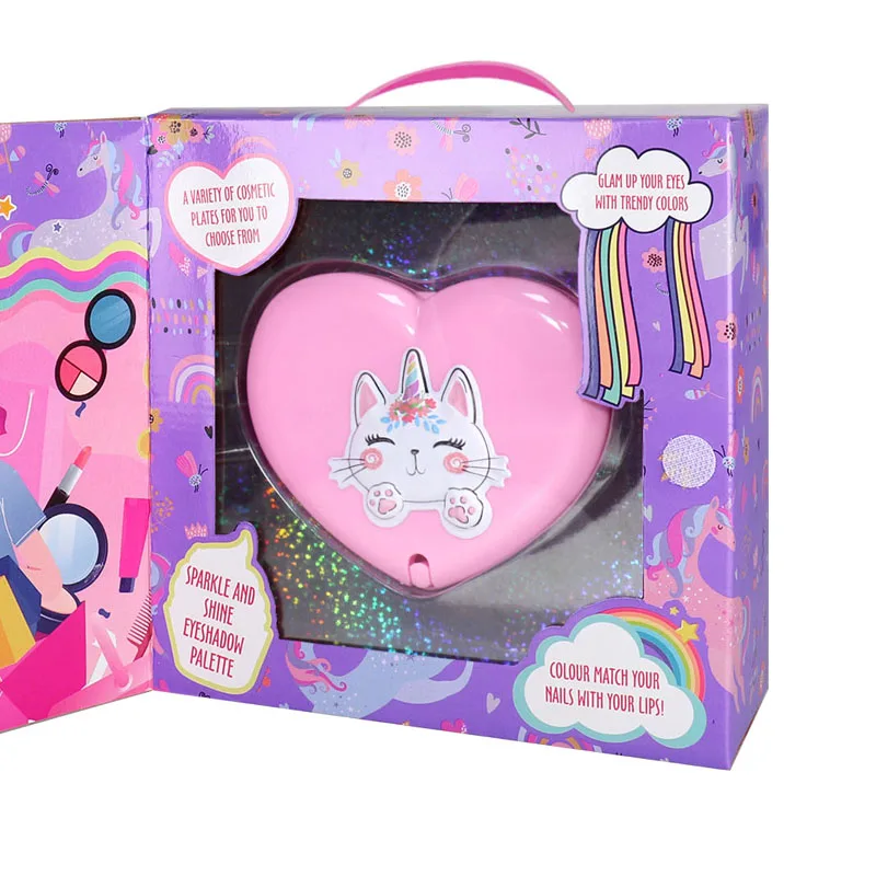 Little Girls Favorite Toy Gift Cute Cat Unicorn Pretend Makeup Set Real Non Toxic Washable Kids Make Up Toys Girls  Kit Makeup
