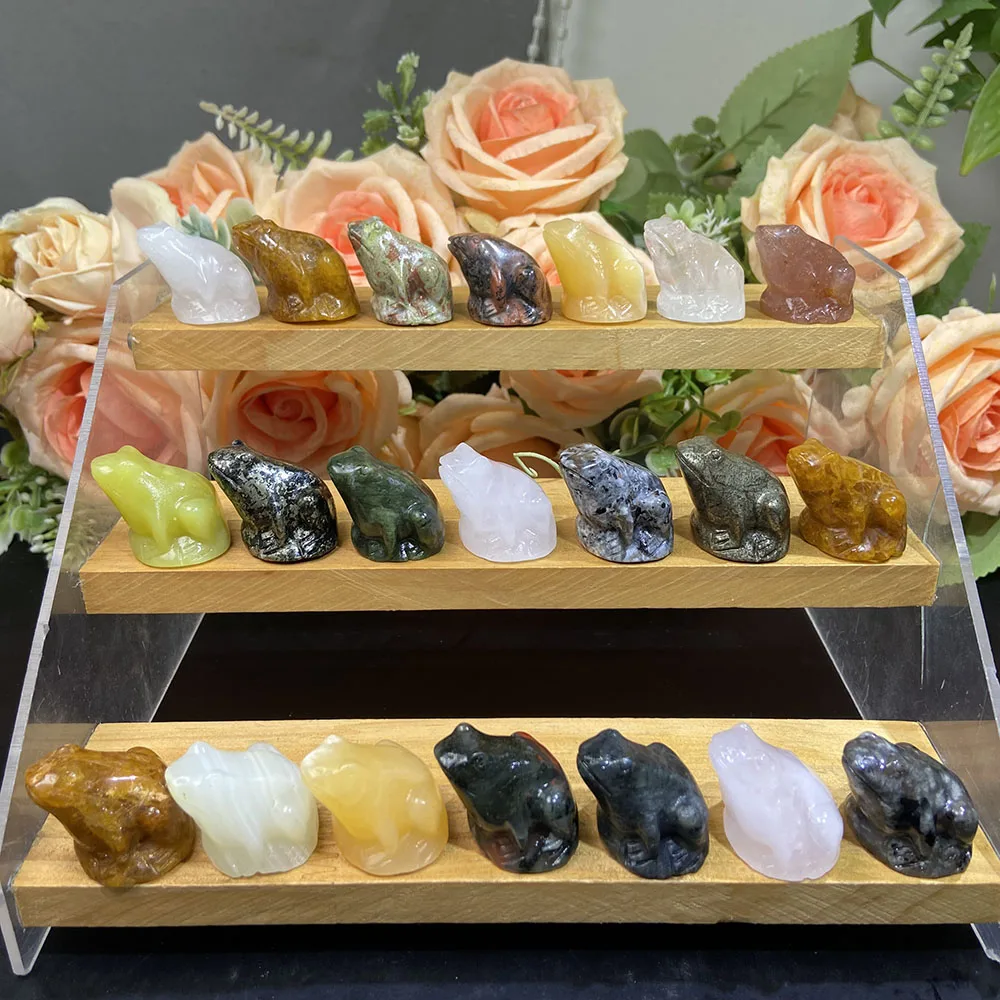 Natural Crystal Carvings 3cm Mini Frog Crafts Mix Material Crystal Healing Gifts