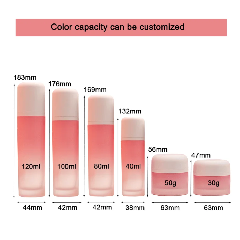 Custom Empty Luxury 50ml 100ml 120ml Skin care Bottle Packaging Pink Frosted Toner Cosmetic Pump Glass Mist Spray Bottles