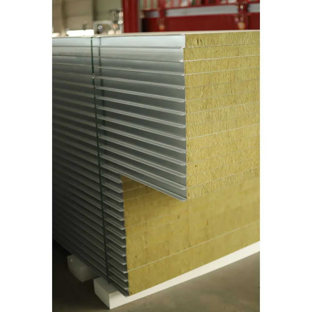 75mm Soundproof waterproof Exterior Construction Building Material rock wool Sandwich Panels 50mm interior wall panel rock wool