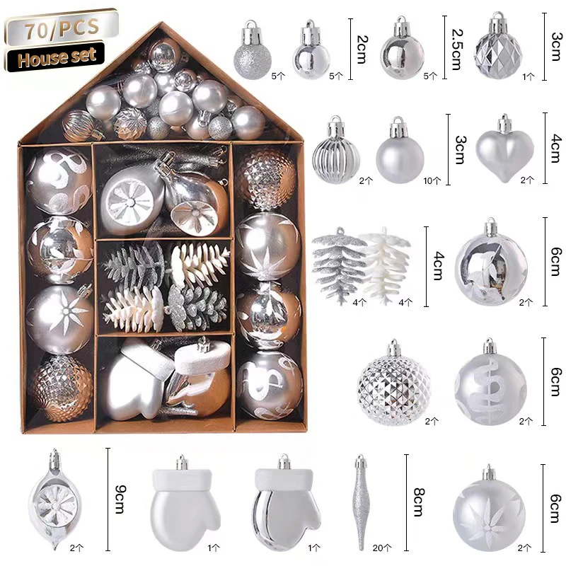 HUAMJ 2022 Christmas luxury gifts set 70pcs house star car tree ornaments christmas decorations of christmas ball tree ornaments