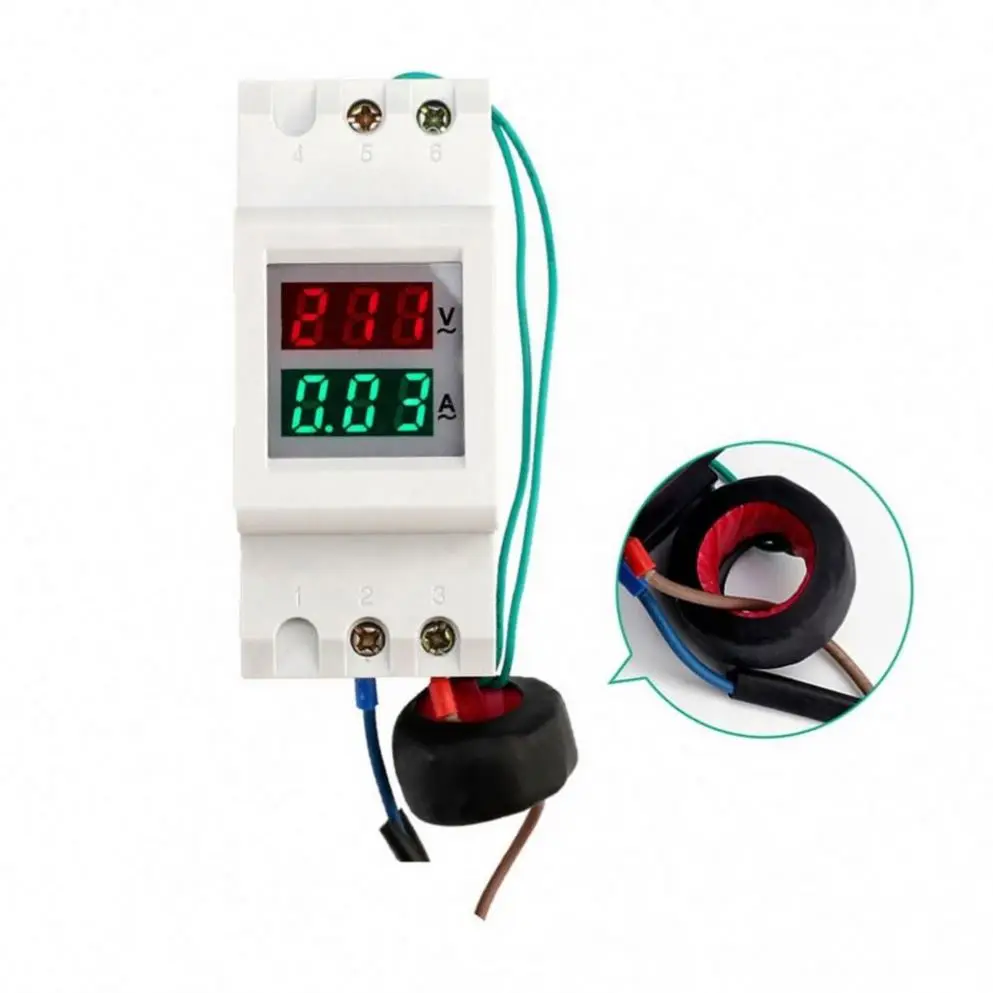 Rail Type Voltage Current Meter Digital Multimeter Voltmeter Ammeter AC80-300V Voltage Tester 0-99.9A Amp Meter