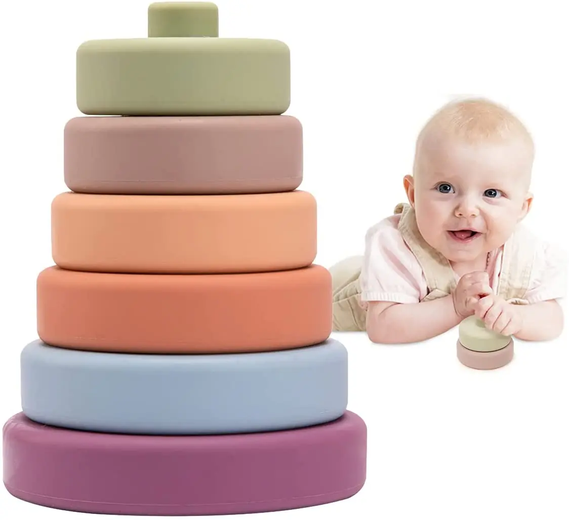 Stacking & Nesting Circle Toy,Squeeze Play with Early Educational Learning Stacking Tower