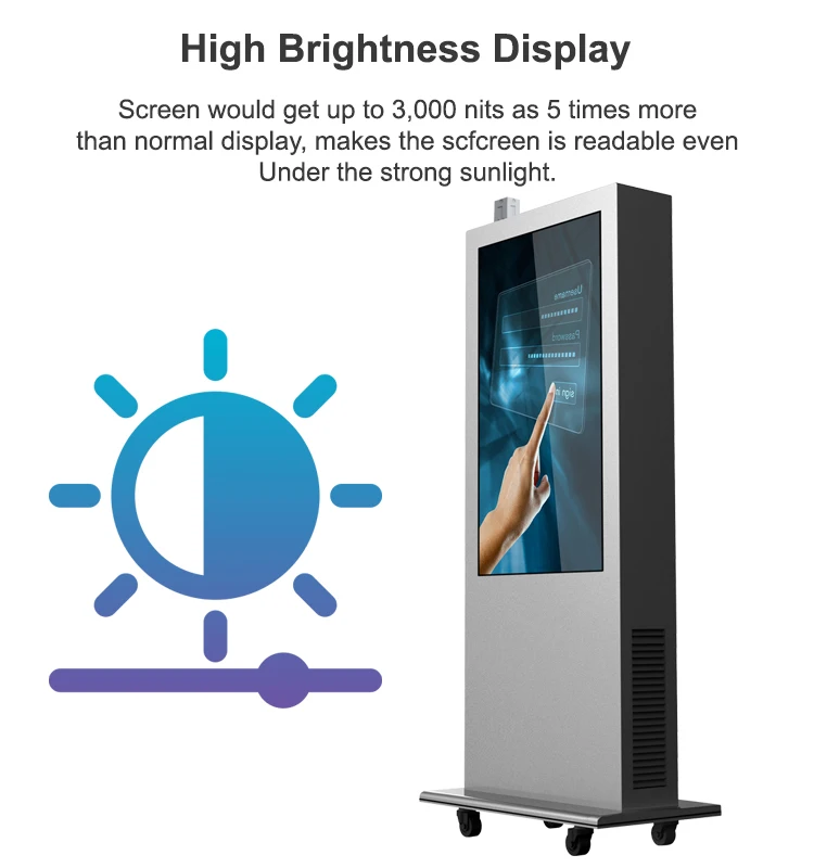 Totem outdoor capacitive 65-inch Air Conditioning waterproof media player digital signage advertising player