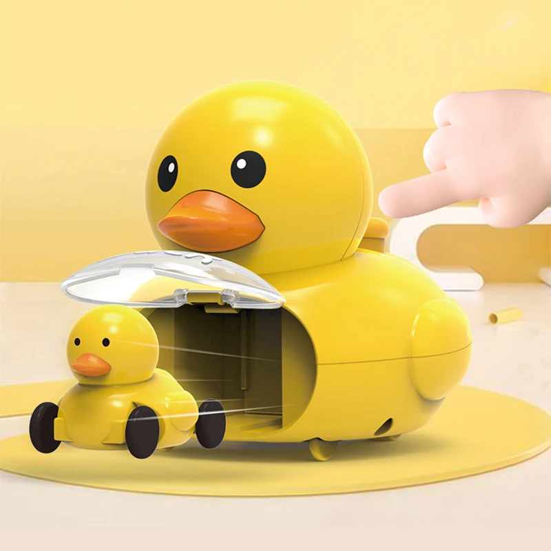 Hot Children Yellow Duck Toy Car Set Catapult Truck Press And Go Friction Inertial Stunt Car Toy
